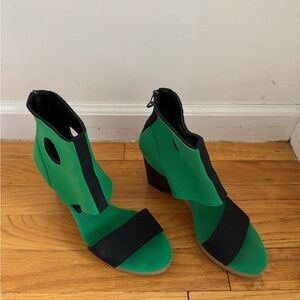VPL Green and Black Women's Neoprene Ankle Boots